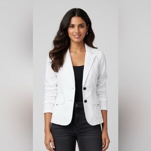 FDJ Denim Button Up Blazer White XS Business Casual Office Wear